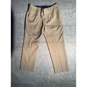 AXIST Men's Dress Pants 40x30 Beige Flat Front 4-Pocket Hook & Zip Closure Offic